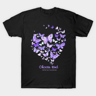 Choose Kind Alzheimer Awareness Butterflys Heart Gift T-Shirt